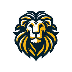 Stylized lion head illustration featuring bold colors and intricate details, suitable for logos