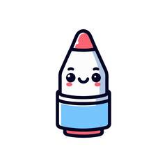 Cute cartoon-style crayon character with a smiling face, set against a simple white background