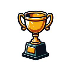 Golden trophy on a black pedestal, symbolizing achievement and success in a competition
