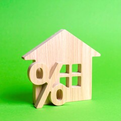 Wooden house with percentage sign