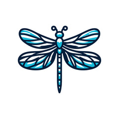 Vibrant dragonfly illustration showcasing intricate wing patterns against a white background