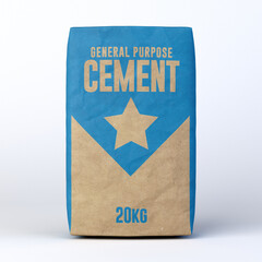 Generic Brand Cement Bag on White Background