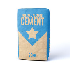 Generic Brand Cement Bag on White Background