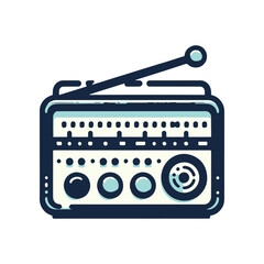 Vintage radio with classic design, showcasing buttons and dial, set against a minimalist background