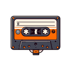 Vintage cassette tape illustration with orange accents, showcasing retro music culture and nostalgia