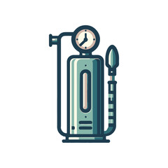 Vintage pressure gauge and sprayer in a workshop setting, showcasing tools and equipment
