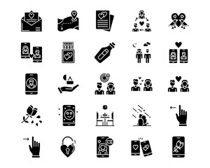 Dating App Line Vector Icons