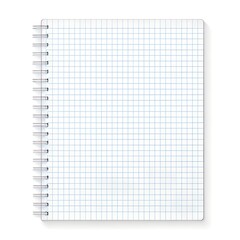A blank grid paper notebook isolated on white background