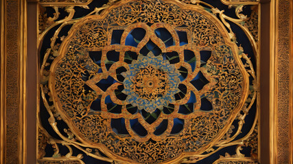   Background with seamless pattern in islamic art style. AI generated image