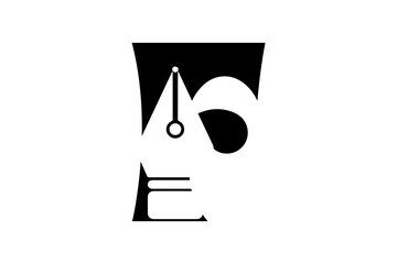 Elegant “E” Logo with Pen Nib: A Symbol of Education, Writing, and Legal Precision in Timeless Design