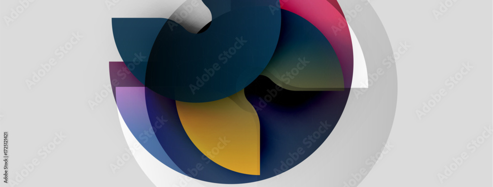 Poster abstract shapes overlap, creating dynamic composition. colors blend, forming modern visual experienc