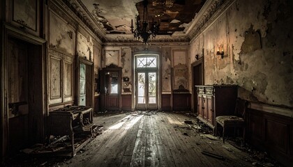 ボロボロな廃墟,アンティークの家具