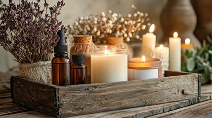 Candles natural elements arrangement