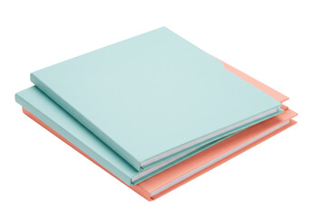 Isolated Stack of Two Modern Pastel Colored Hardback Books or Notebooks on Table, No People