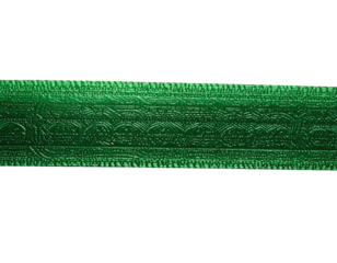 Emerald green ribbon with intricate, embossed pattern