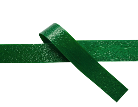 Deep emerald green ribbon, textured, overlapping