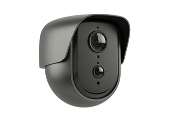 Isolated security camera with protective hood for home or office protection, closeup