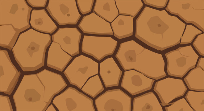 Dry cracked earth texture background. Parched land surface with deep cracks. Brown soil pattern ideal for drought awareness campaigns.