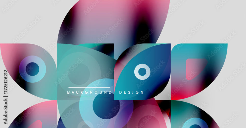 Aufkleber abstract colorful shapes overlap. gradient hues create dynamic visual effect. modern design elements