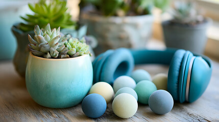 Mindful Desk Setup for Workplace Mental Health with Small Succulents Stress-Reli