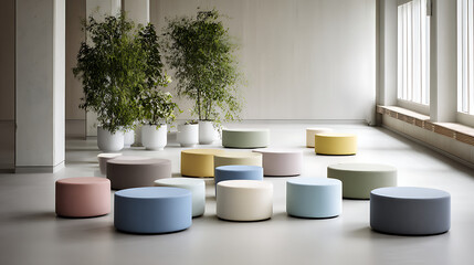 Guided Office Mindfulness Workshop with Circle Seating and Calming Greenery. Ide