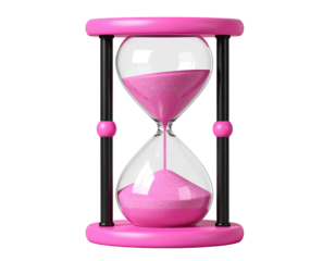 Pink hourglass with flowing sand