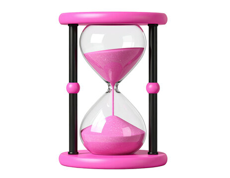 Pink hourglass with flowing sand