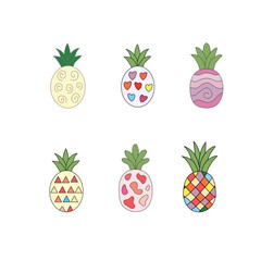 Set of pineapple. Drawn vector pineapple. flat illustration pineapple background. seamless pattern pineapple. pineapple flat illustration background.