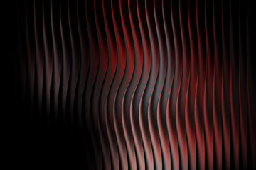 Abstract wavy vertical lines with red and gray hues on a dark background