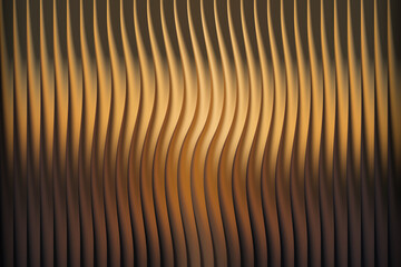 Abstract golden wavy vertical lines background with dramatic lighting