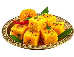Festive Khaman Dhokla Arrangement with Indian Cultural Elements