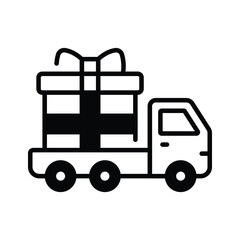 Gift delivery icon representing presents, ecommerce offers, and order shipping