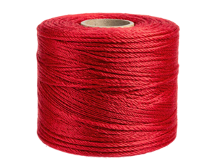 A spool of vibrant red thread