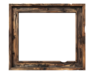 Rustic wooden picture frame, aged and distressed