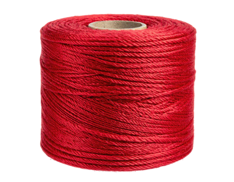 A spool of vibrant red thread