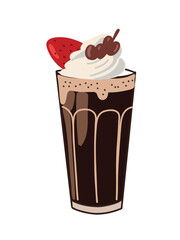 Vector illustration hot latte beverage in cartoon style