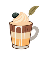 Vector illustration cup of latte coffee with foam art
