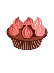 Vector illustration sweet cupcake in cartoon style