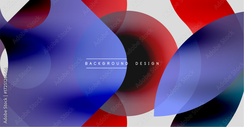 Aufkleber abstract composition features overlapping colorful circles. red, blue gradients dominate white space