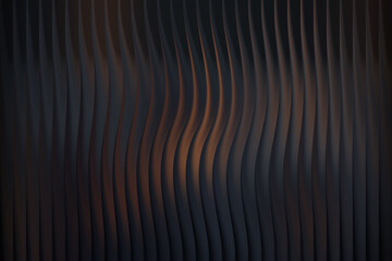 Abstract wavy dark background with warm orange light highlights
