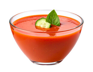 Modern Styled Gazpacho in Minimal Glass Bowl with Contemporary Props