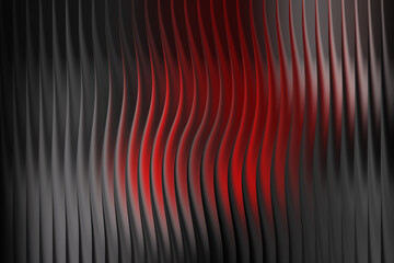 Abstract wavy red and black background with vertical lines