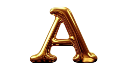 Alphabet A in Golden 3d effect