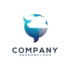 Whale Logo, Blue Ocean Animal Symbol in Modern Globe Design, Gradient Abstract Branding for Marine Business, Eco Company, and Technology Startup