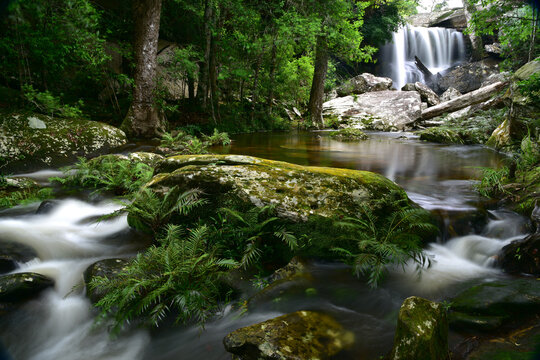 Pen Phop waterfall in rain season at Phu Kradueng National Park, Loei, Thailand