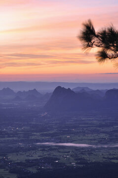 Nok Aen Cliff tourist wait for sunrise at Phu Kradueng National Park, Loei, Thailand.