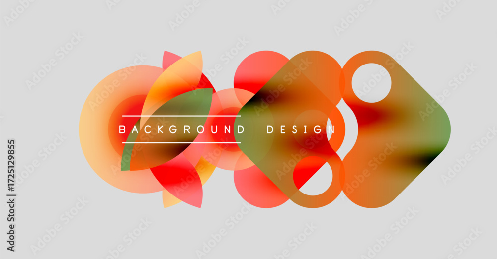 Poster abstract shapes overlap, creating vibrant color blends. text reads background design centered within