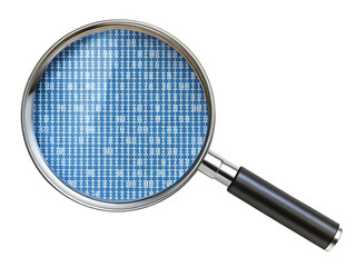 Magnifying Glass, over Digital Grid Data technology, cutout, PNG isolated on transparent background