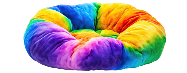 isolated transparent Rainbow Plush Cushion, Colorful Rainbow Plush Cushion for Home, Cozy Rainbow Plush Cushion for Pet and Kids Room, Rainbow-themed Home Decor, Plush Cushion and Pet Accessories