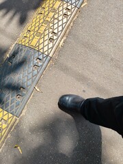 background of black and yellow speed bumps